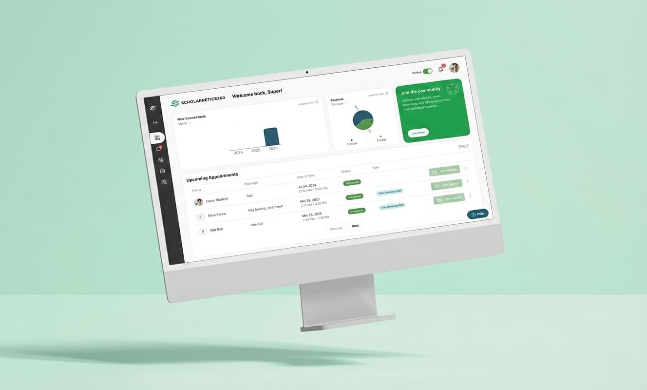 Scholarnetics360 healthcare mentoring platform dashboard